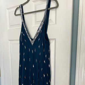 Free People Navy V-Neck Babydoll Tank Dress